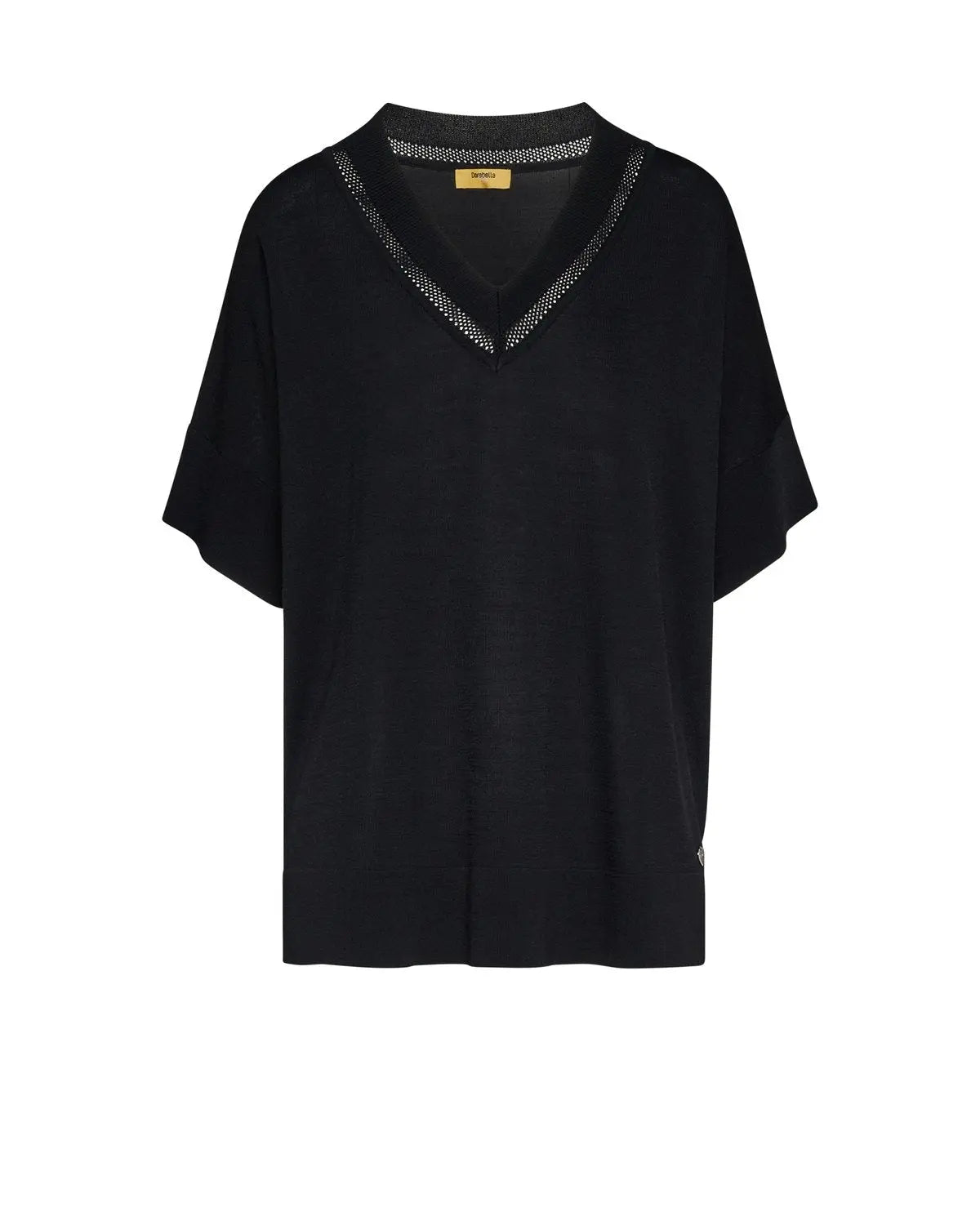 Maglia scollo a V con intarsio basket NERO DORABELLA PIU'
