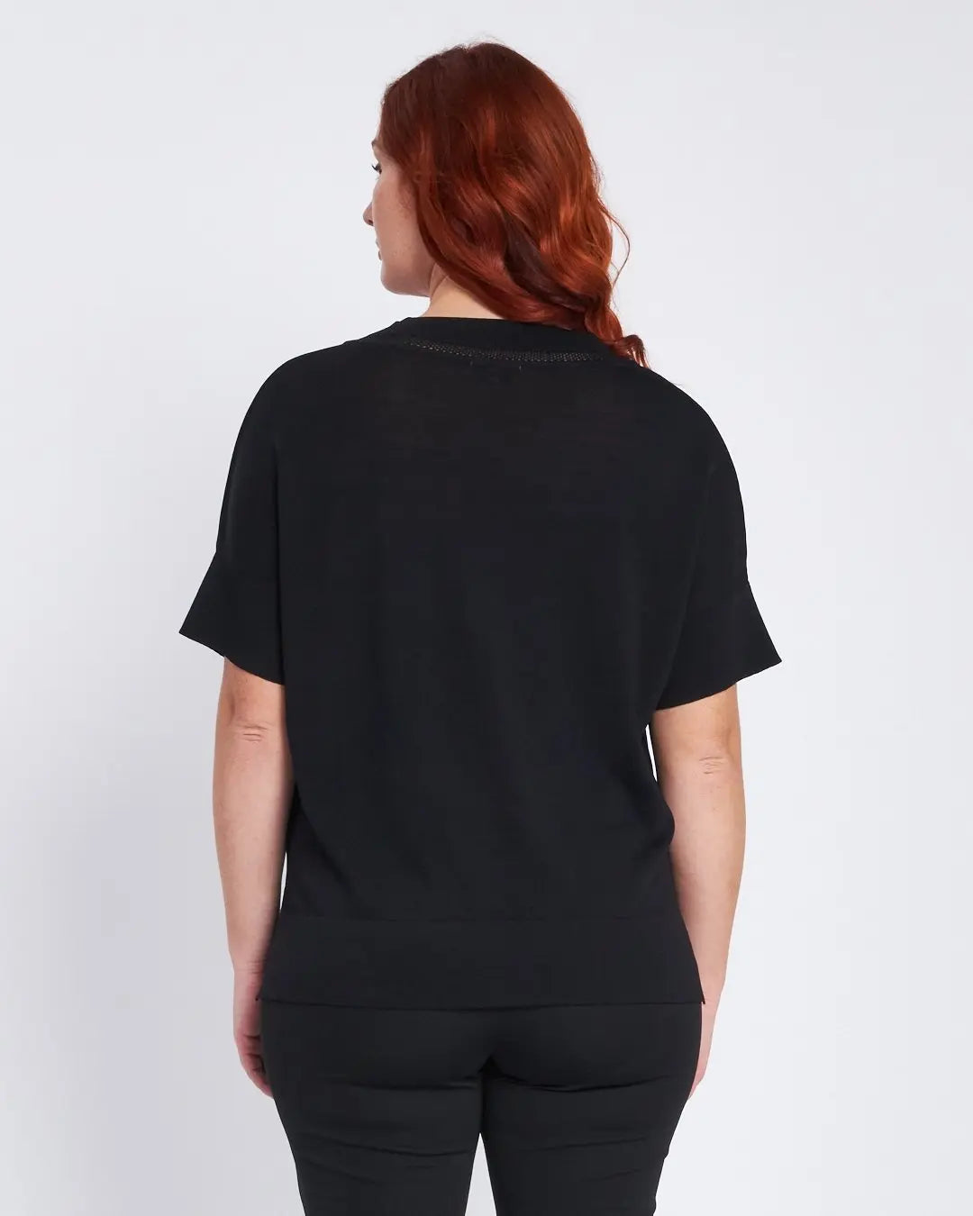 Maglia scollo a V con intarsio basket NERO DORABELLA PIU'