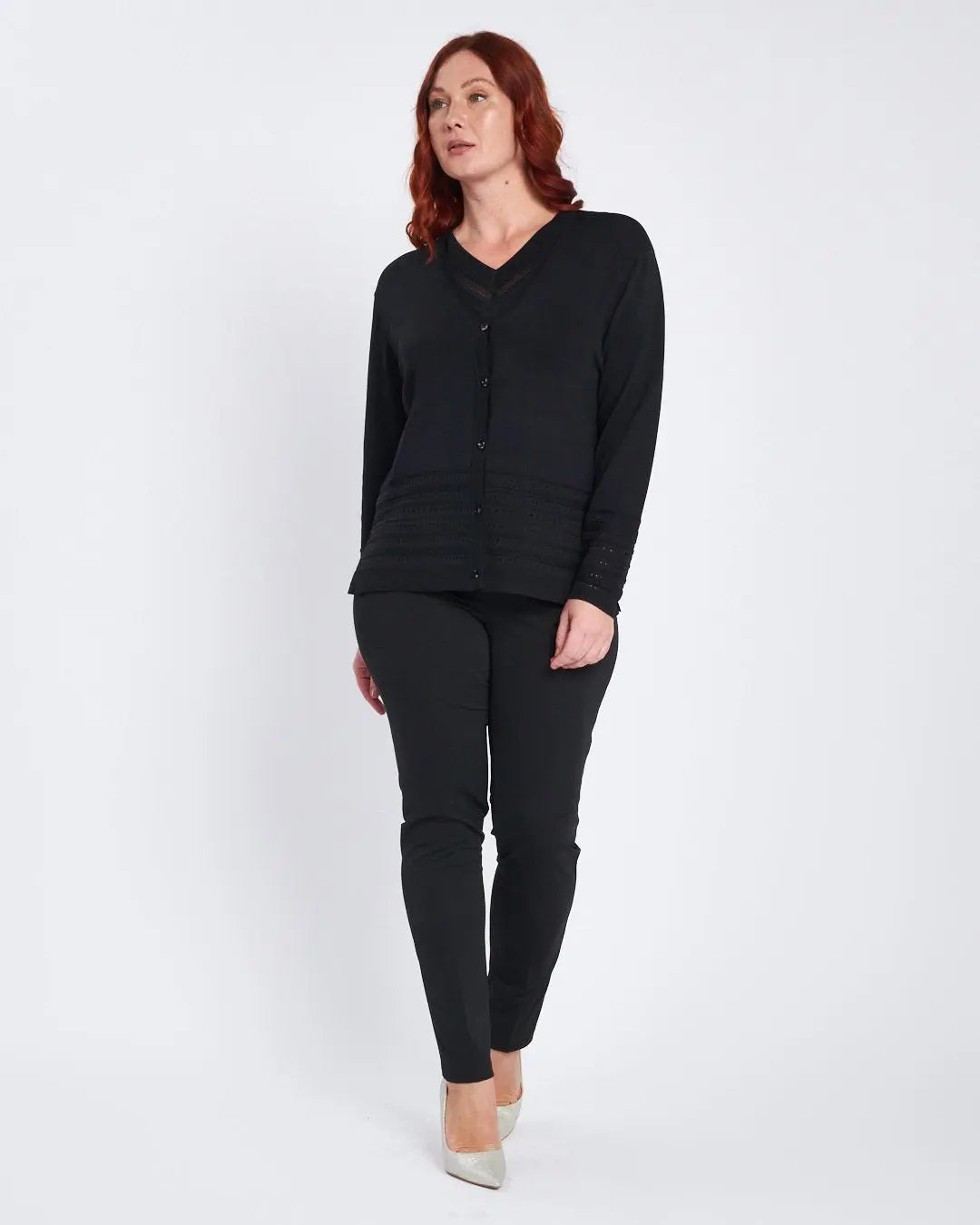 Maglia scollo a V con intarsio basket NERO DORABELLA PIU'