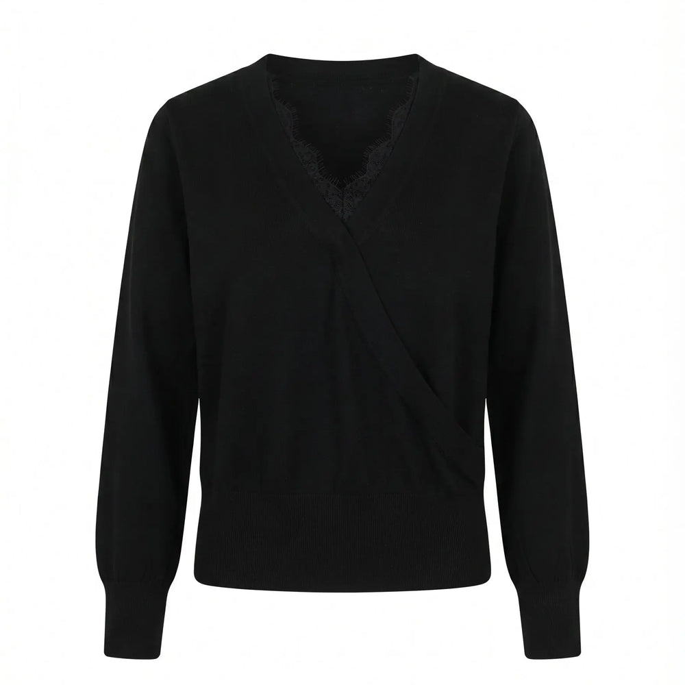 Maglia scollo a V con pizzo DORABELLA