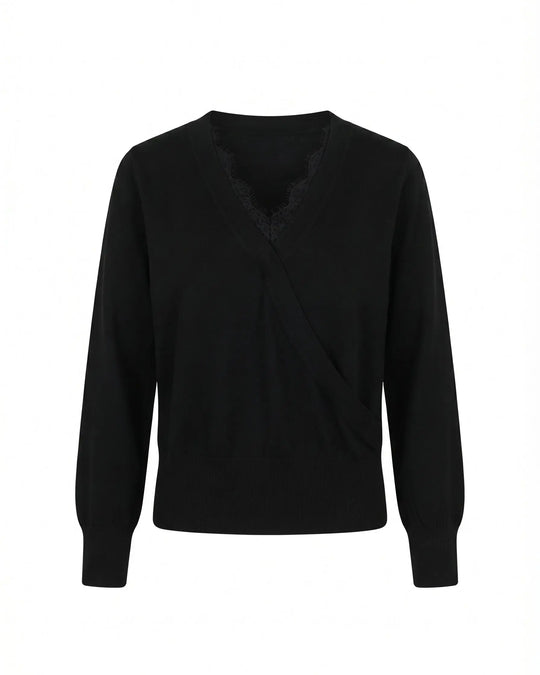 Maglia scollo a V con pizzo DORABELLA