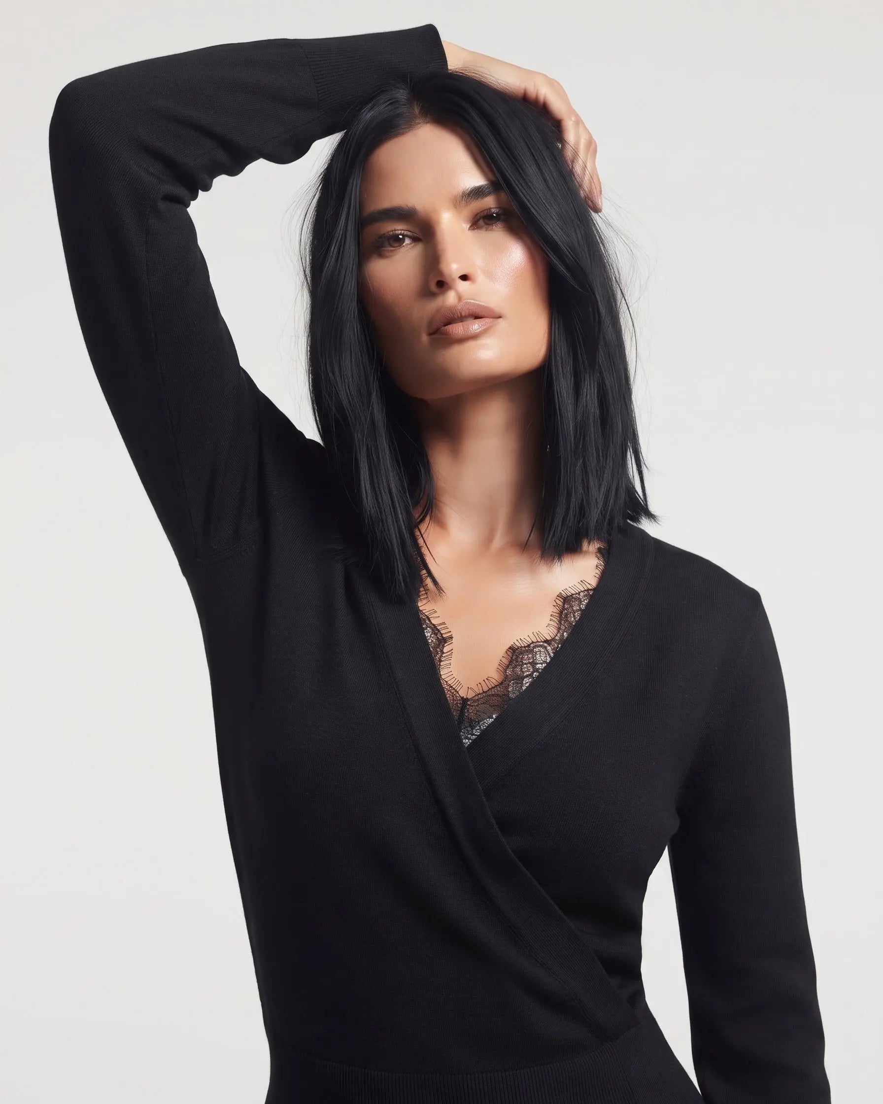 Maglia scollo a V con pizzo DORABELLA
