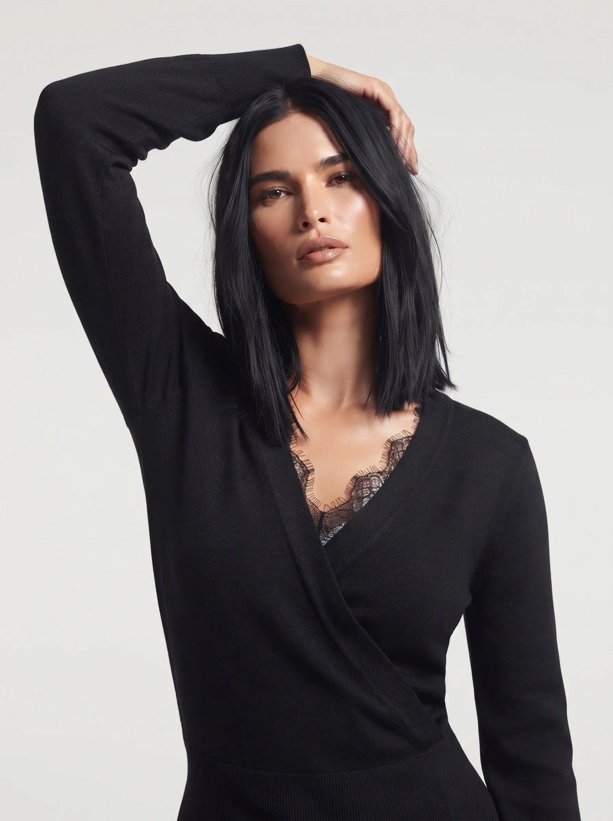 Maglia scollo a V con pizzo DORABELLA