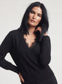 Maglia scollo a V con pizzo DORABELLA