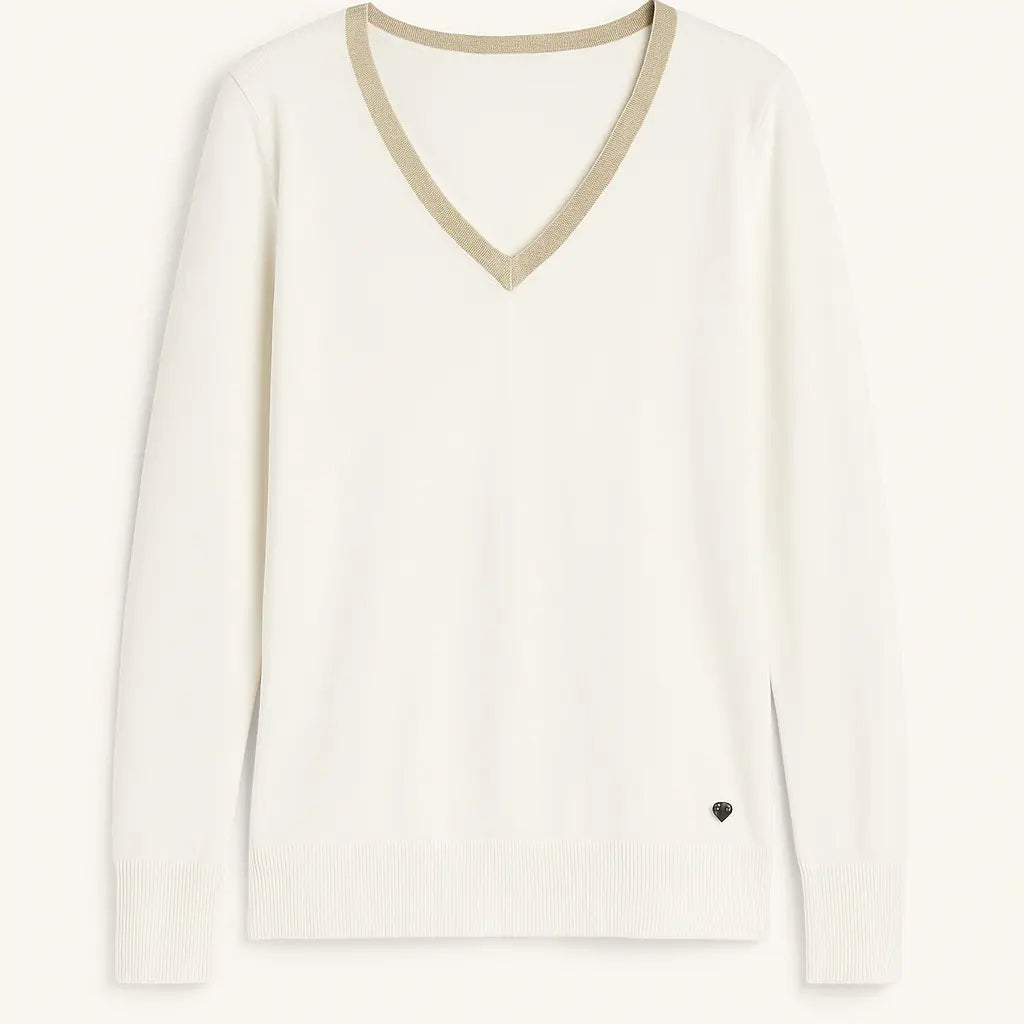 Maglia scollo a V e strass OFF WHITE DORABELLA