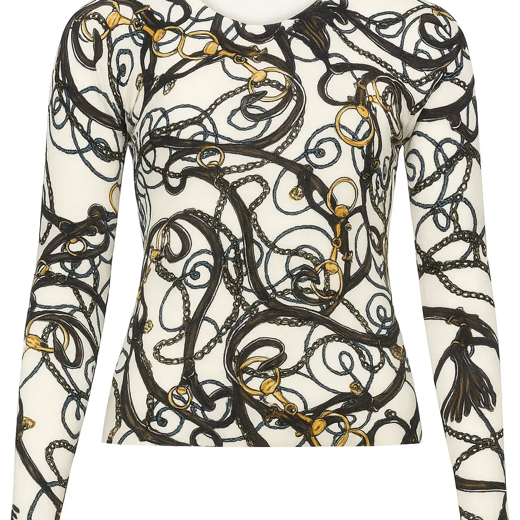 Maglia scollo a V fantasia DORABELLA XXL / off-white