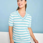 Maglia scollo a V in filato di misto viscosa a righe con profili lurex ACQUA DORABELLA XL