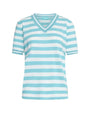 Maglia scollo a V in filato di misto viscosa a righe con profili lurex ACQUA DORABELLA