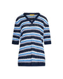 Maglia scollo a V in filato di misto viscosa traforata con motivo chevron BLUE NAVY DORABELLA PIU'