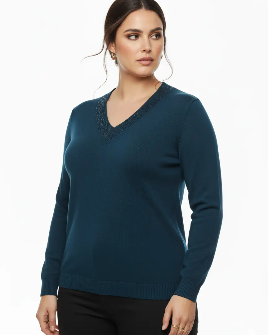 Maglia scollo a "V" con applicazioni DORABELLA PIU'