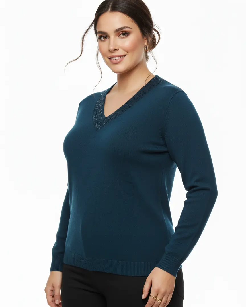 Maglia scollo a "V" con applicazioni DORABELLA PIU'