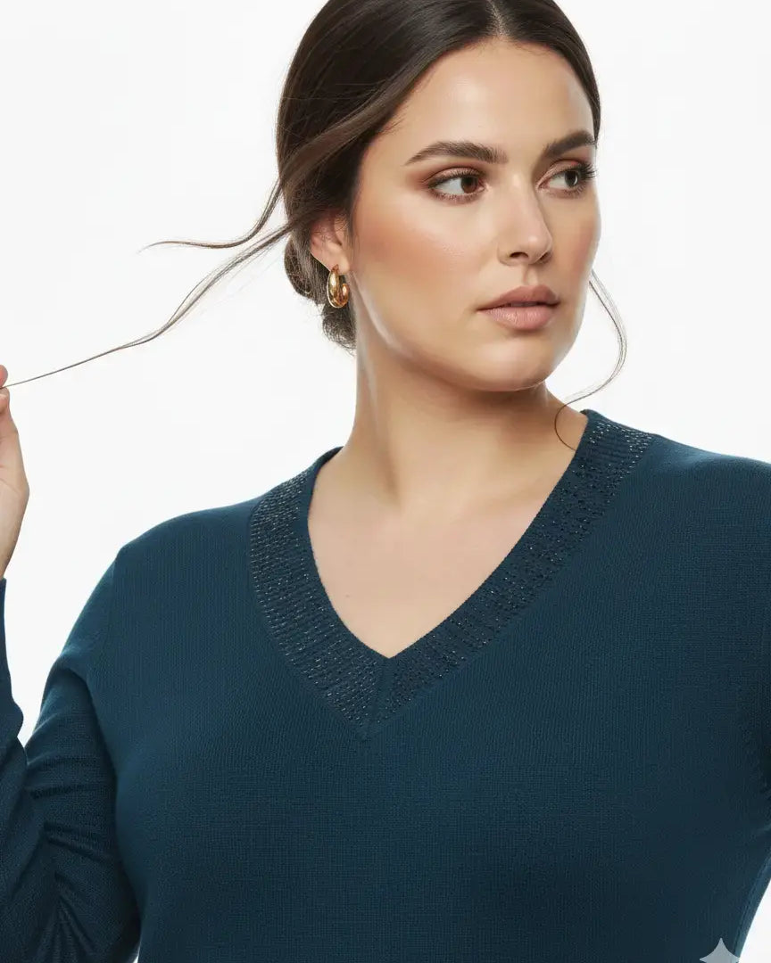 Maglia scollo a "V" con applicazioni DORABELLA PIU'