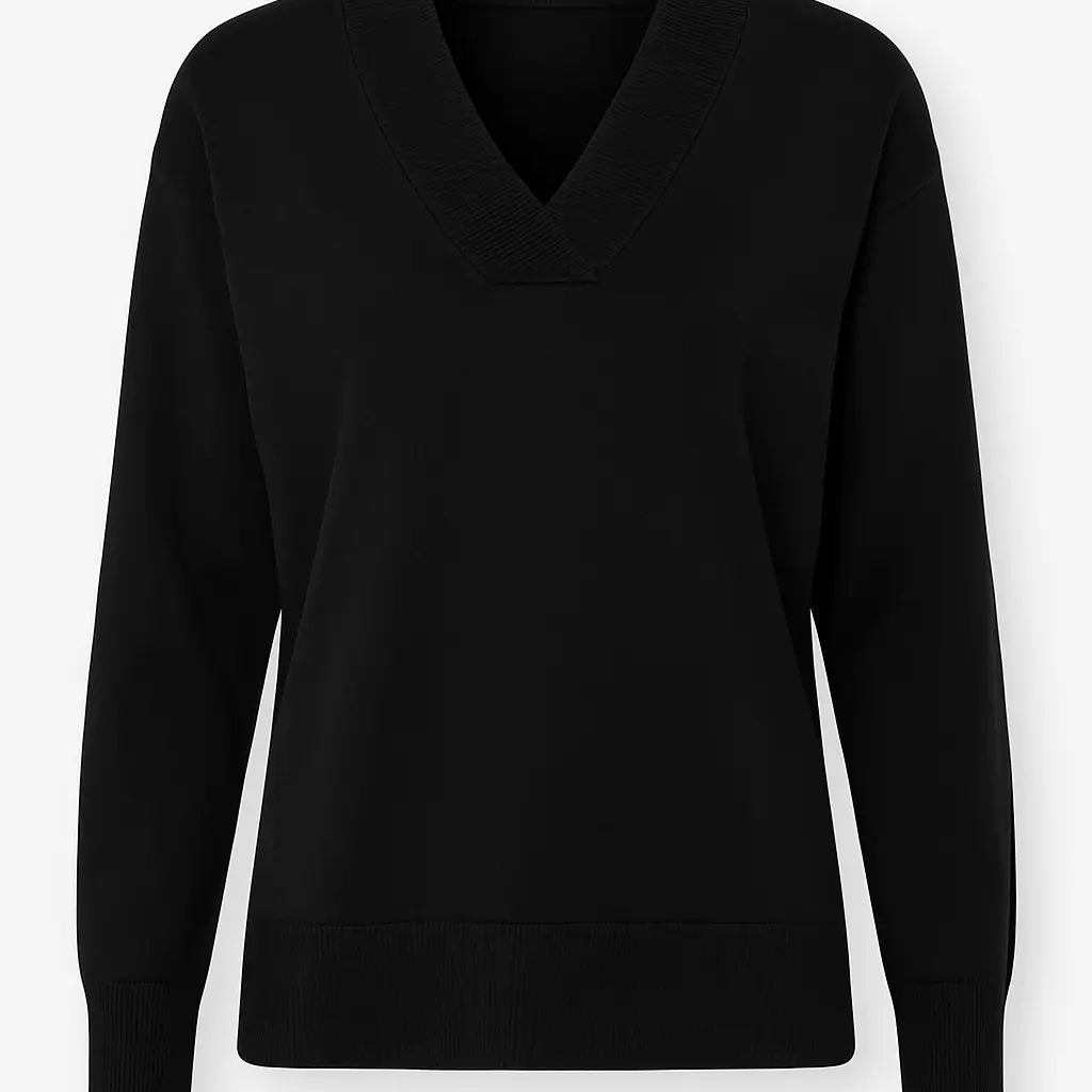 Maglia scollo a "V" con costina DORABELLA