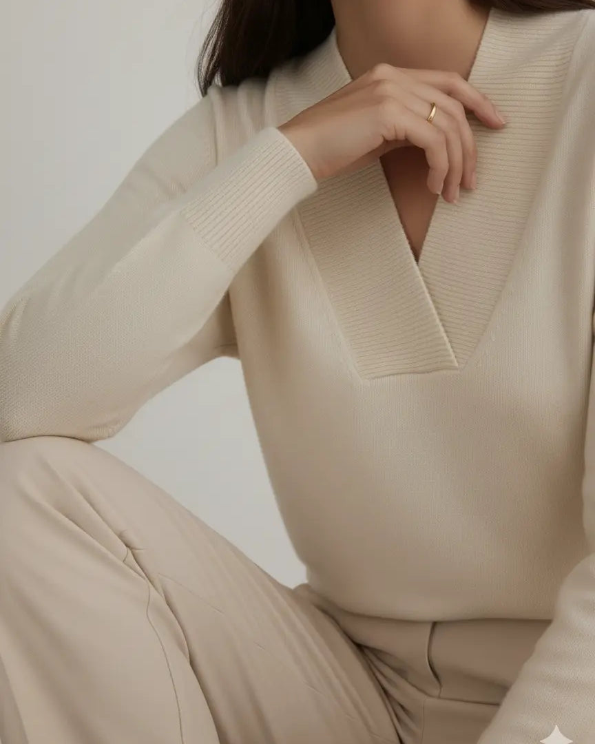 Maglia scollo a "V" con costina DORABELLA