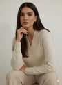 Maglia scollo a "V" con costina DORABELLA