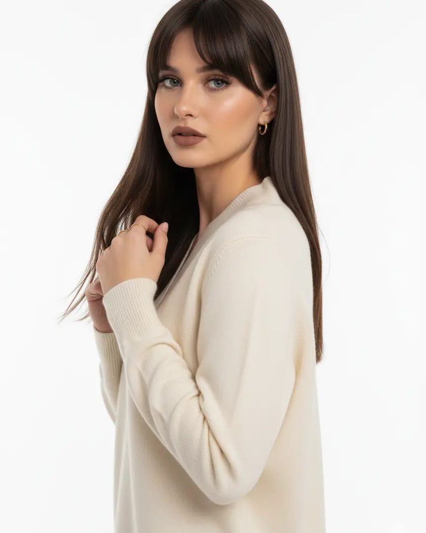 Maglia scollo a "V" con costina DORABELLA