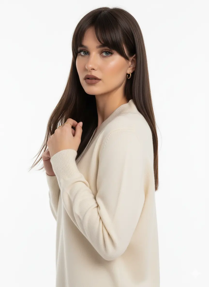 Maglia scollo a "V" con costina DORABELLA