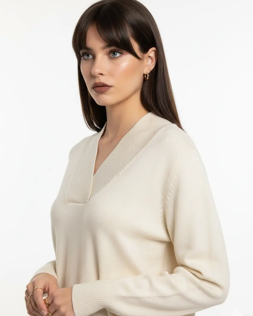 Maglia scollo a "V" con costina DORABELLA