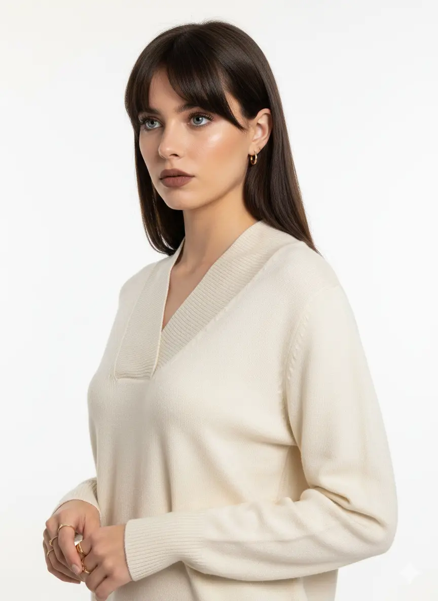 Maglia scollo a "V" con costina DORABELLA