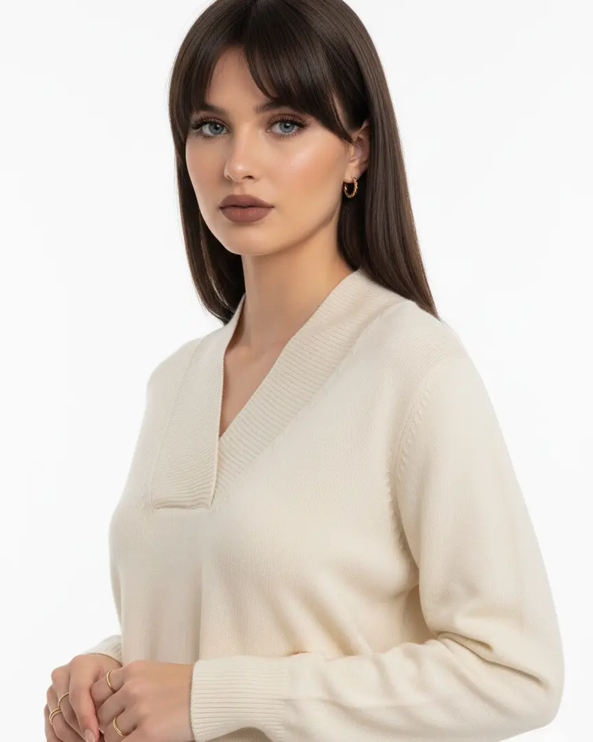 Maglia scollo a "V" con costina DORABELLA