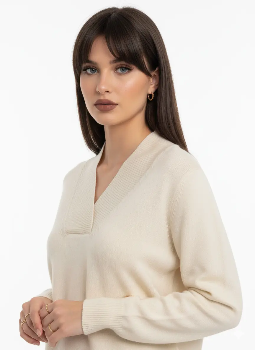 Maglia scollo a "V" con costina DORABELLA