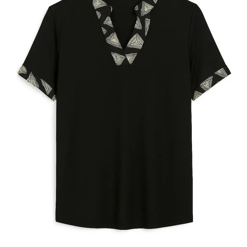 Maglia scollo a "V" con profili fantasia e bottoni DORABELLA PIU'