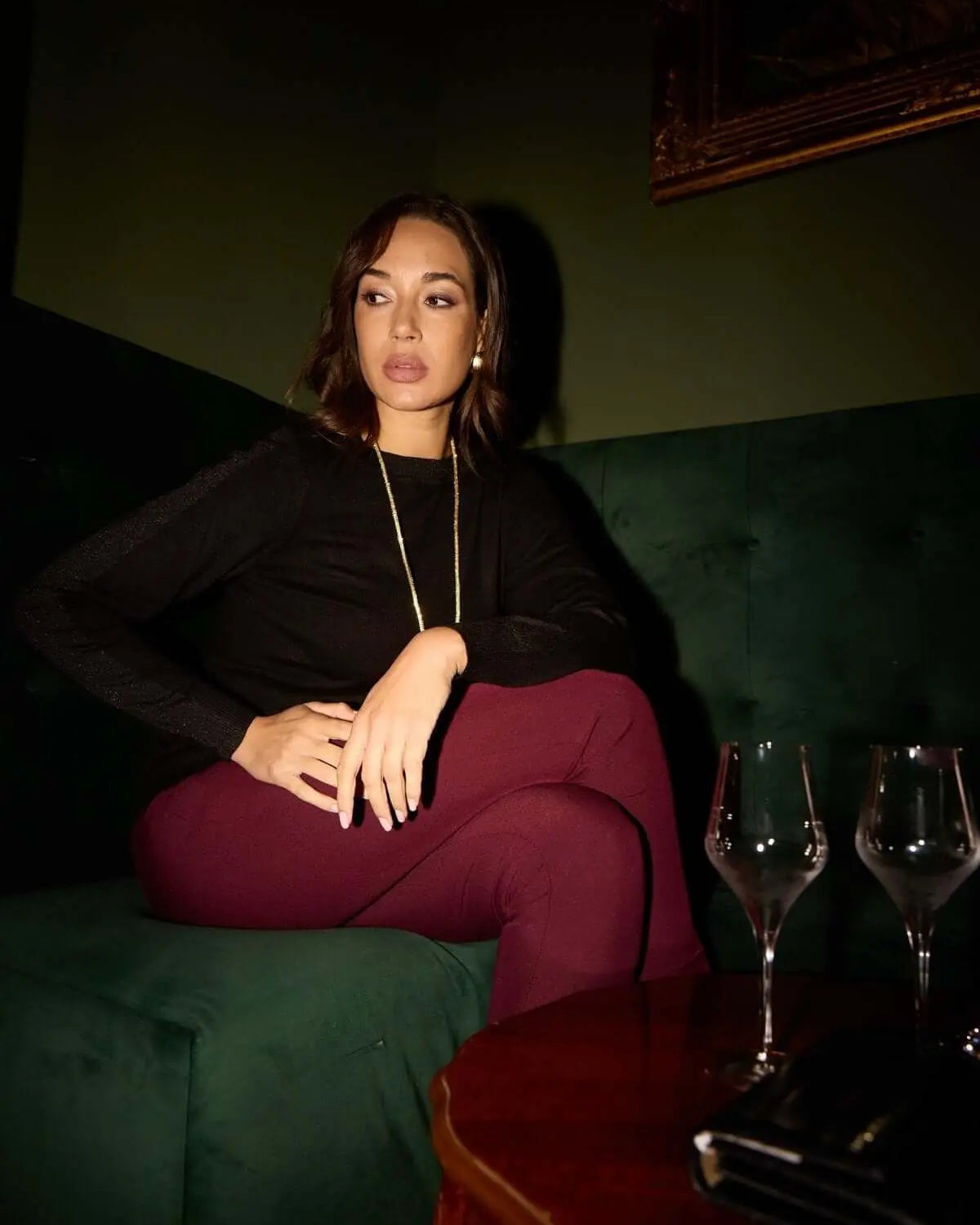 Maglia scollo a barca con bordature lurex NERO DORABELLA