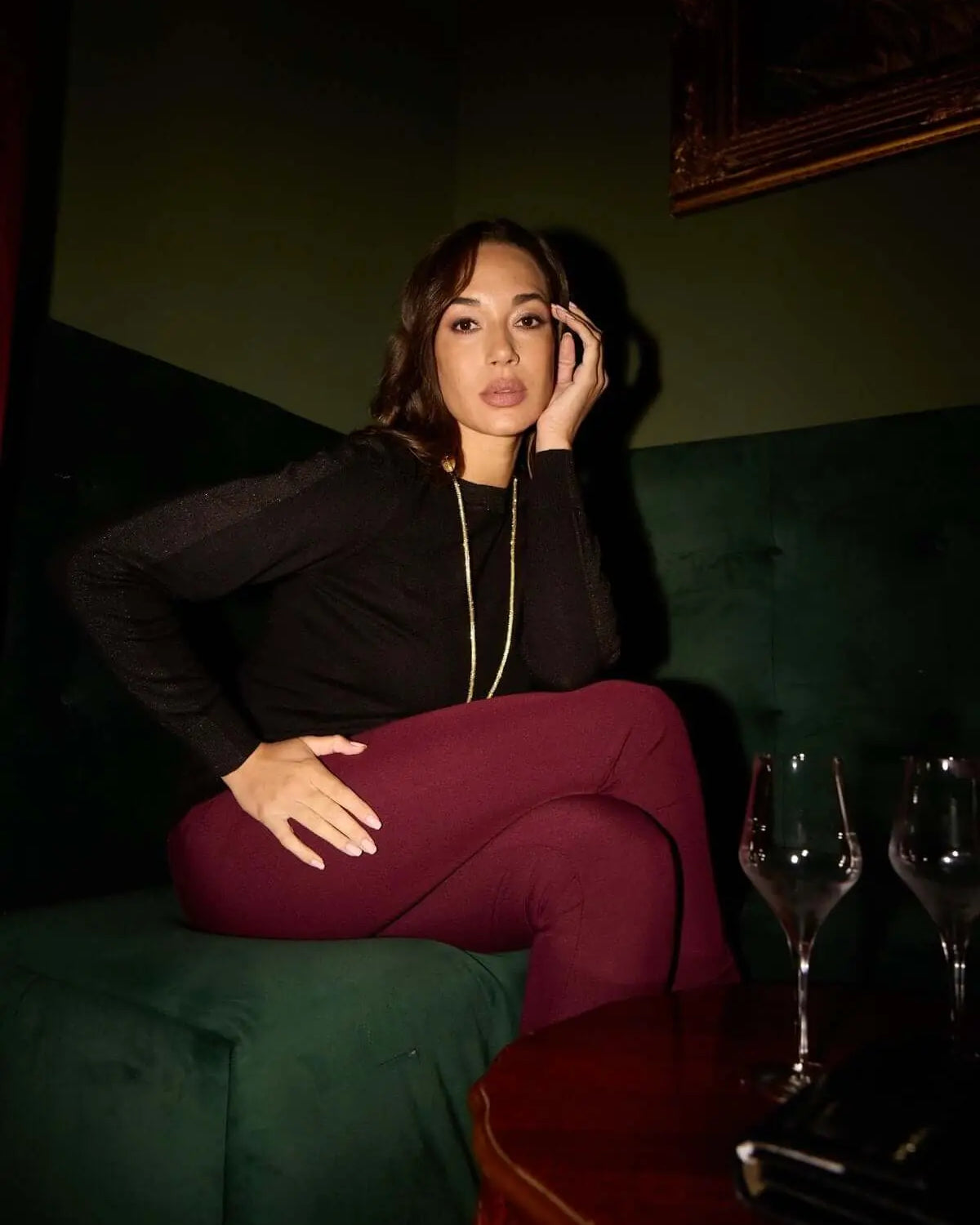 Maglia scollo a barca con bordature lurex NERO DORABELLA