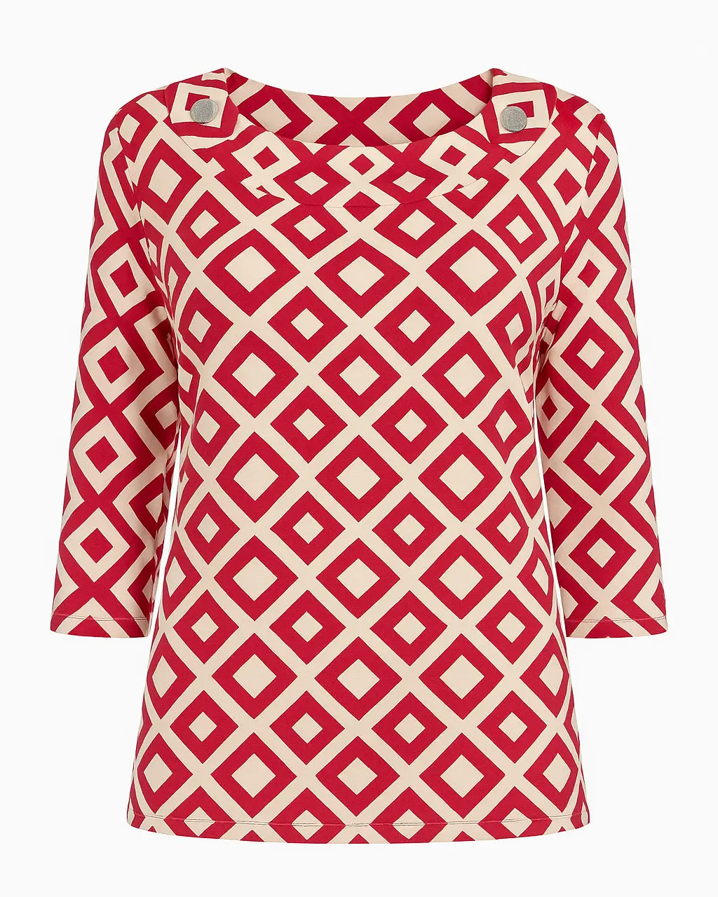 Maglia scollo a barca in tessuto stretch stampato DORABELLA XXL-ciliegia