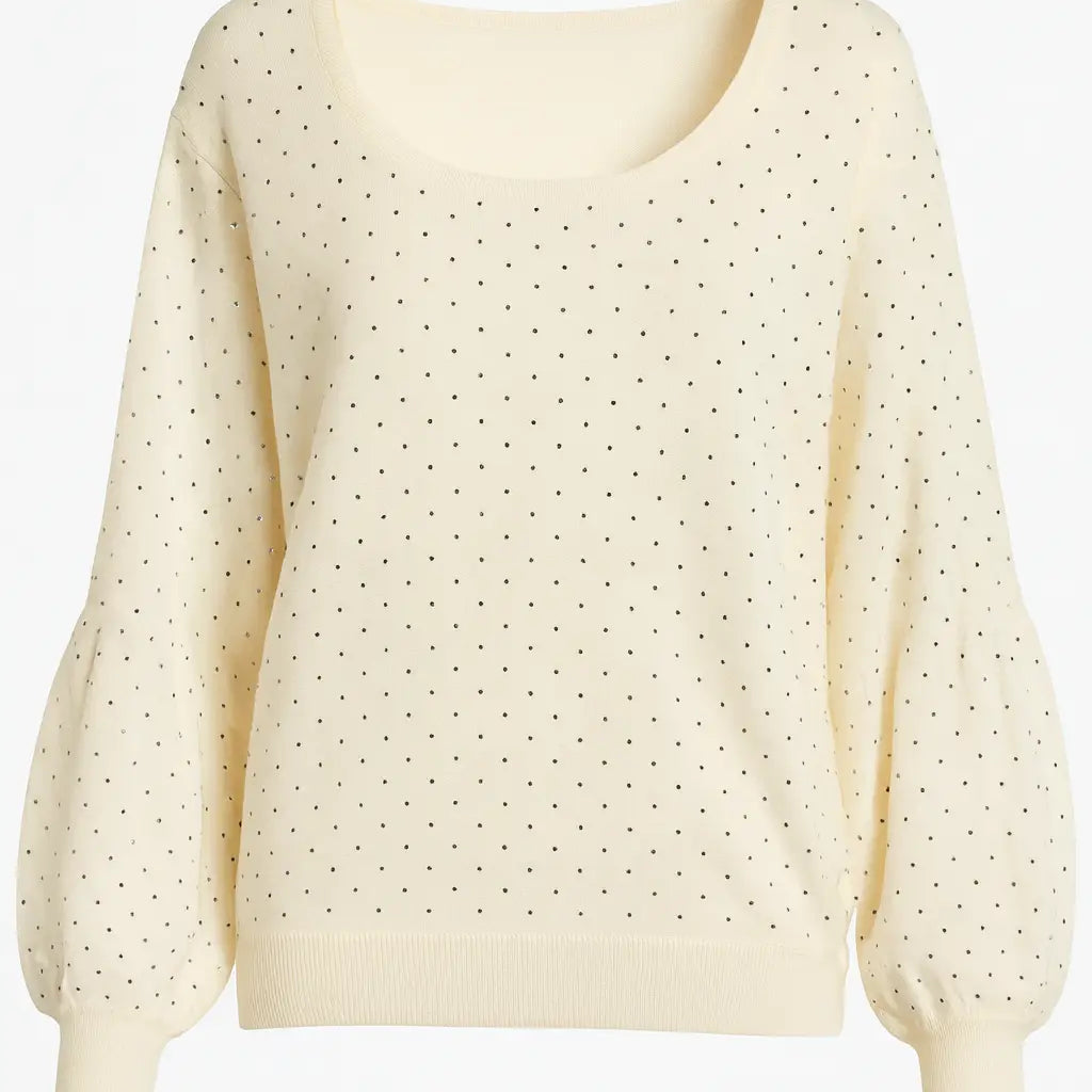 Maglia scollo madonna con applicazioni strass DORABELLA