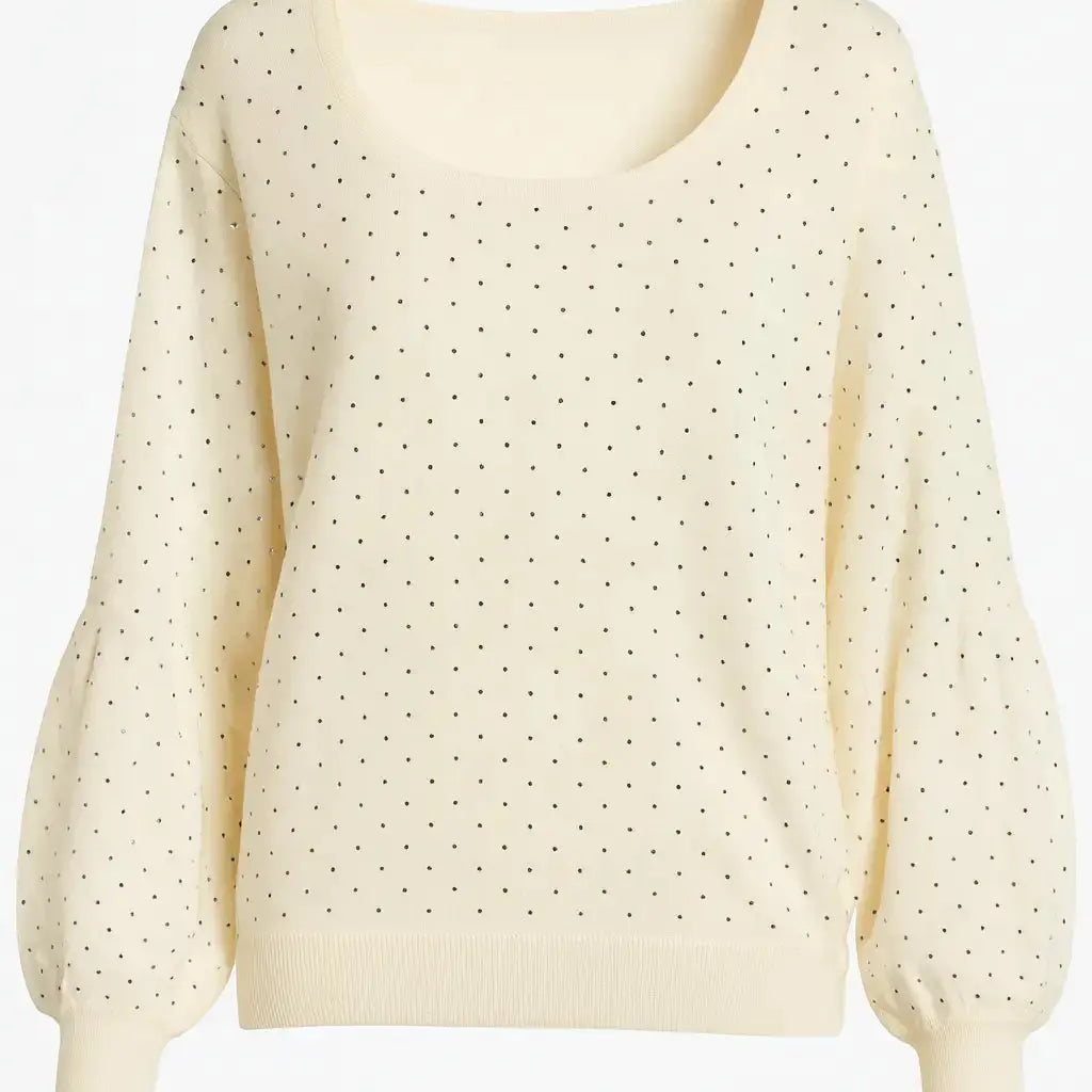 Maglia scollo madonna con applicazioni strass DORABELLA