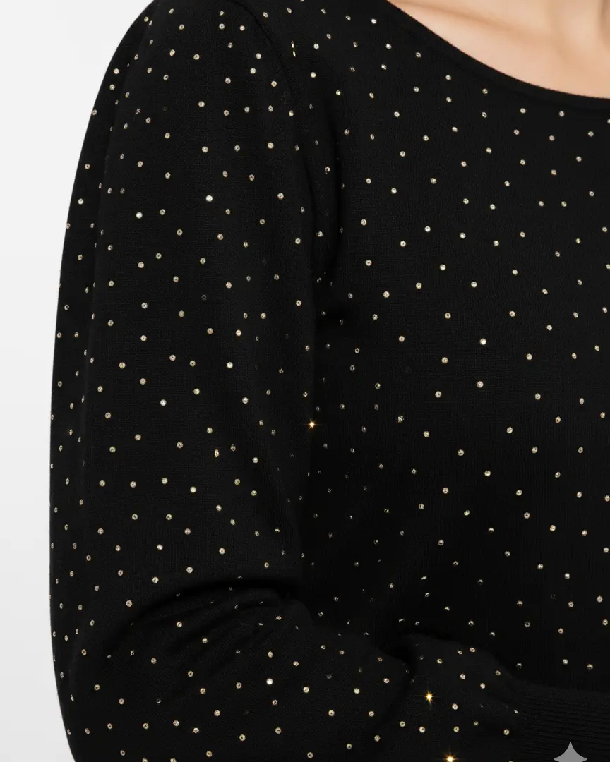 Maglia scollo madonna con applicazioni strass DORABELLA