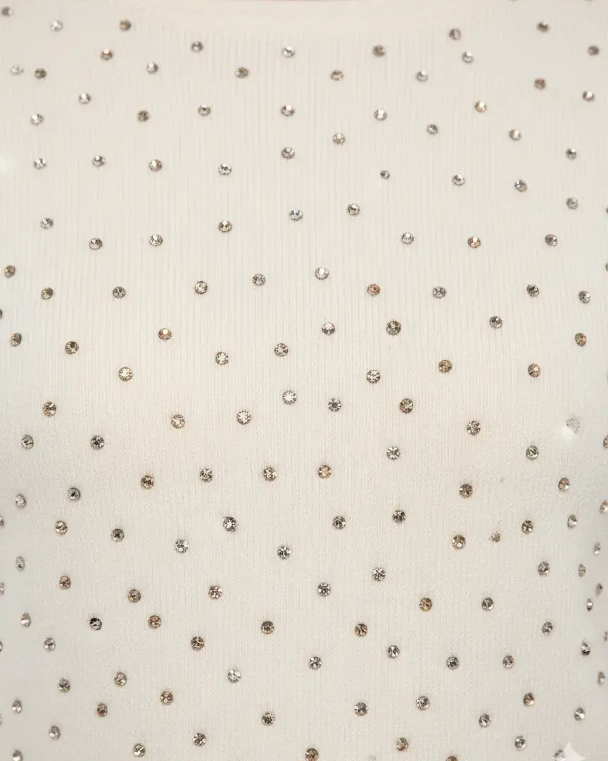 Maglia scollo madonna con applicazioni strass DORABELLA