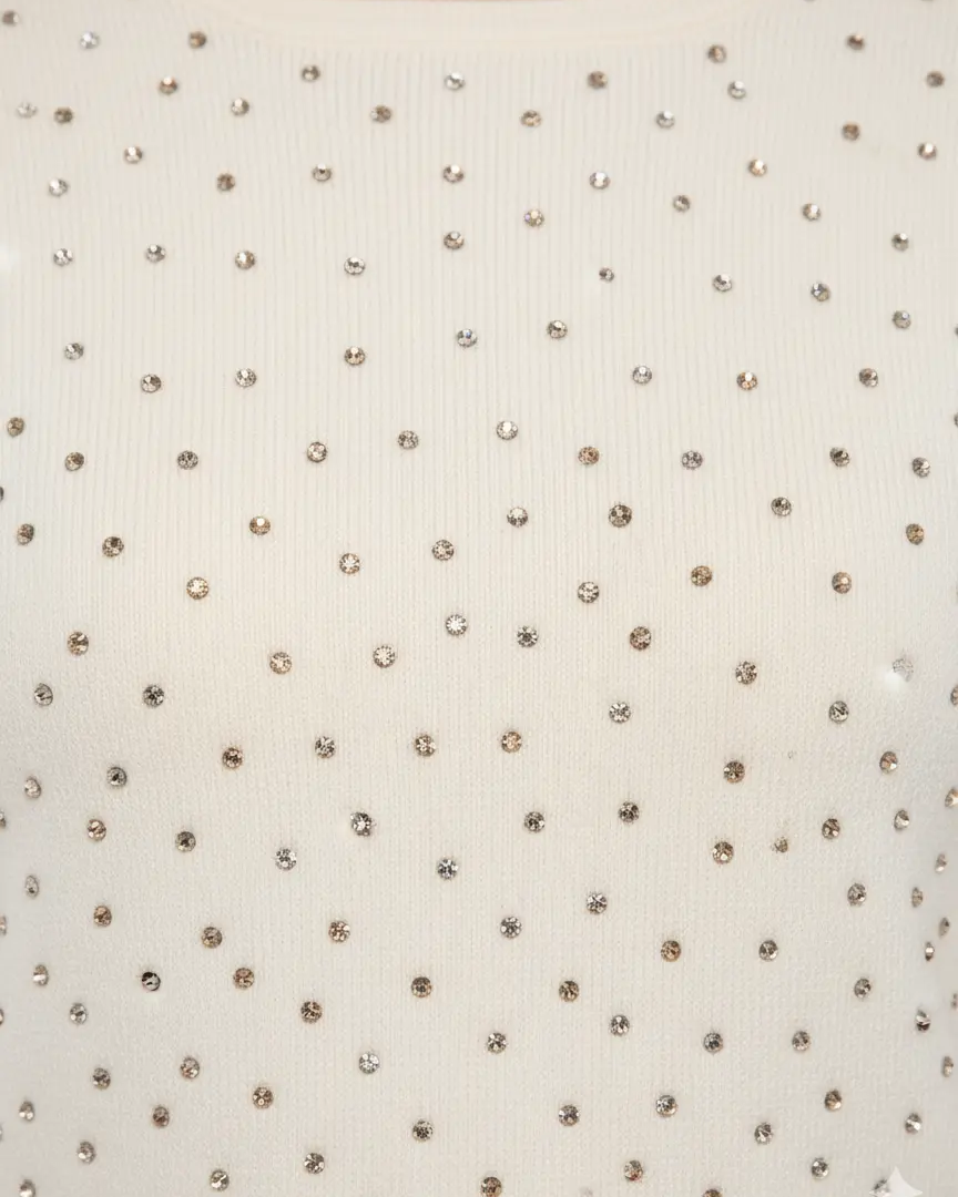 Maglia scollo madonna con applicazioni strass DORABELLA