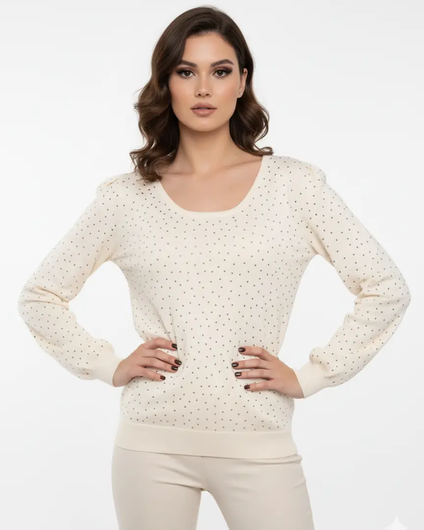 Maglia scollo madonna con applicazioni strass DORABELLA