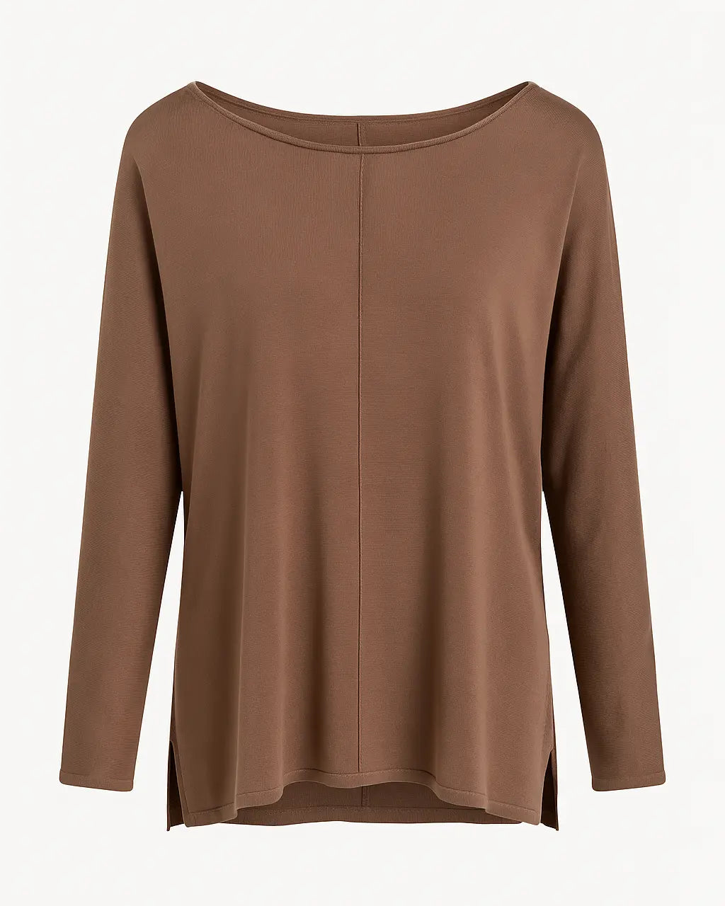 Maglia scollo madonna tinta unita in viscosa Cammello DORABELLA CURVY