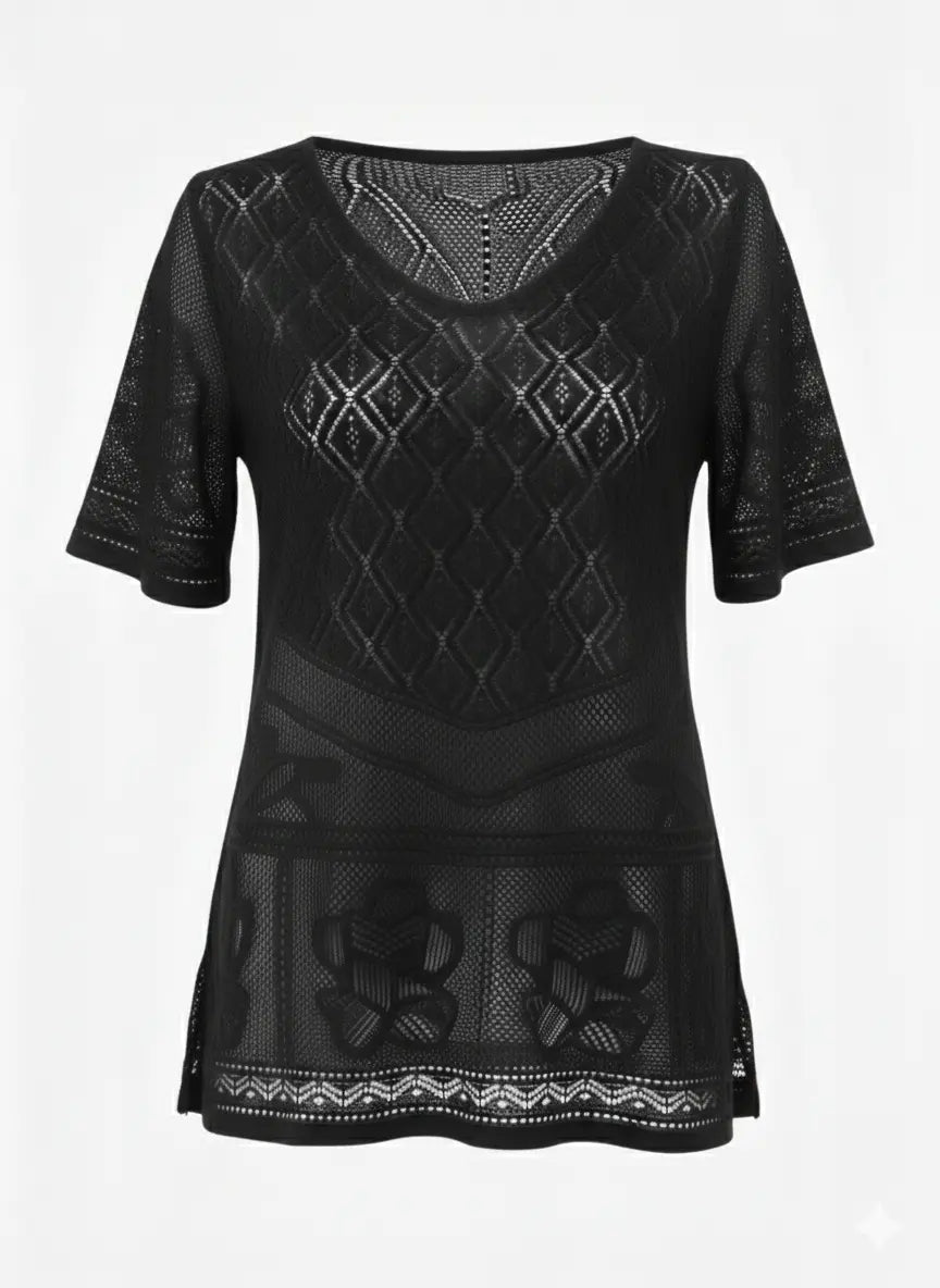 Maglia traforata con scollo a V DORABELLA