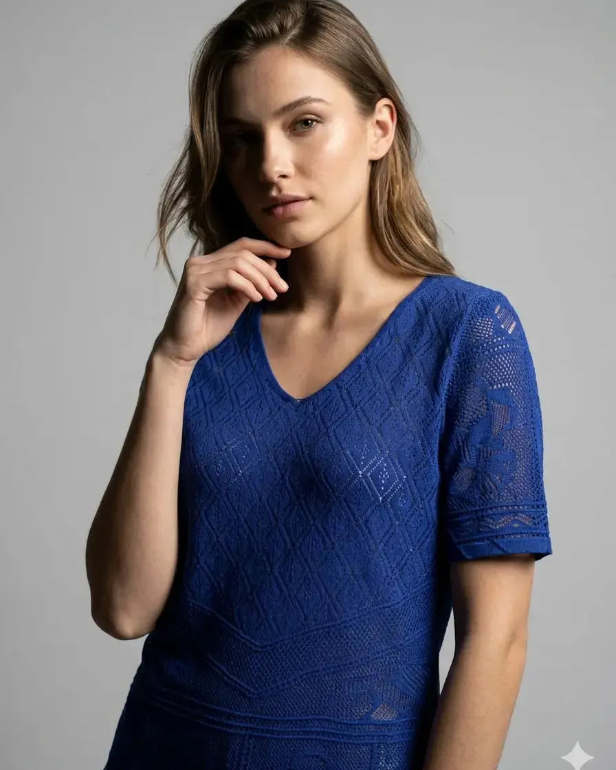 Maglia traforata con scollo a V DORABELLA