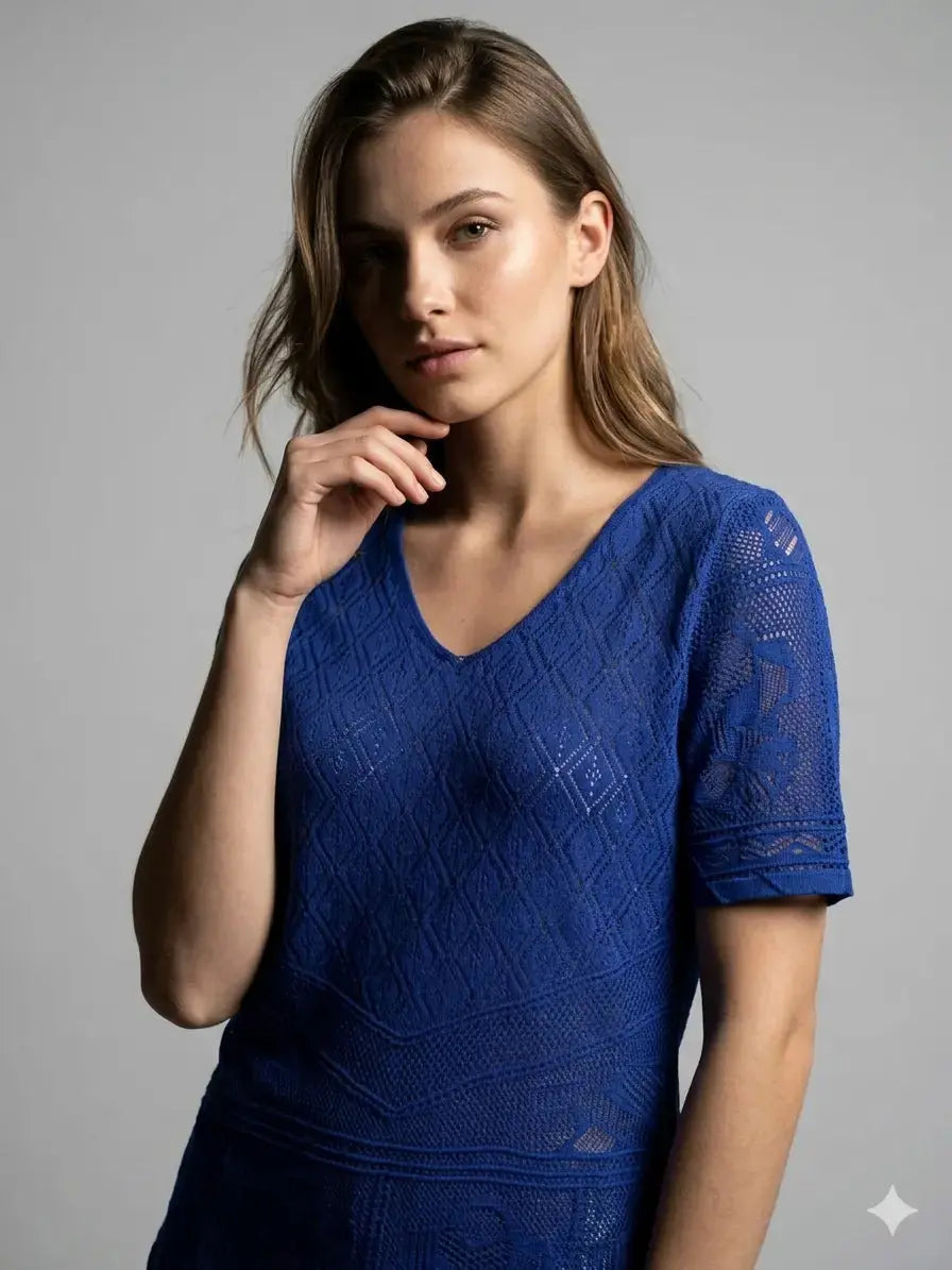 Maglia traforata con scollo a V DORABELLA