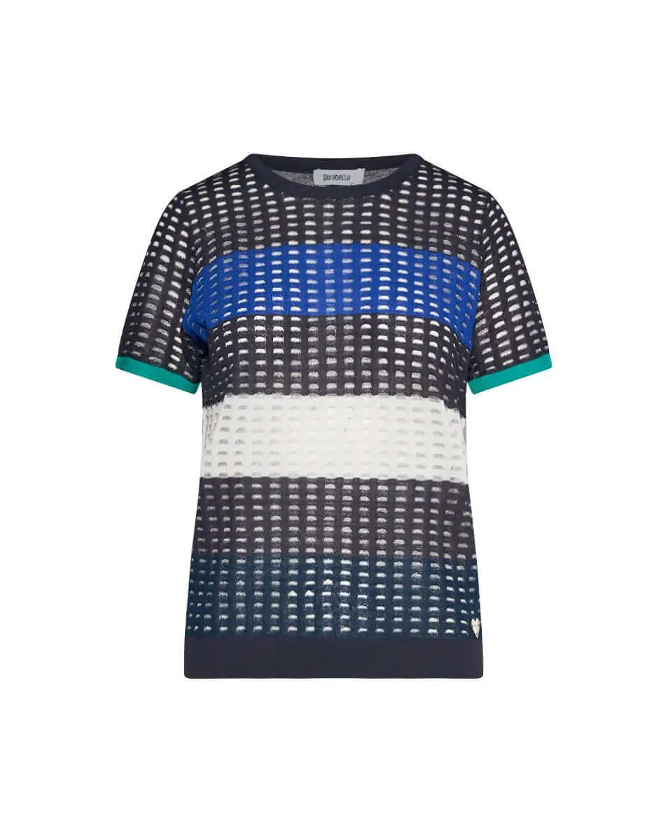 Maglia traforata in viscosa BLU-NAVY DORABELLA XL