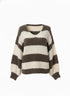 Maglione Oversize a Righe con scollo a V IRONICA Taglia unica (44/46 o M/L) / Tortora