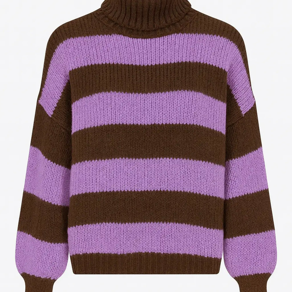 Maglione a Righe con Collo Alto Morbido IRONICA