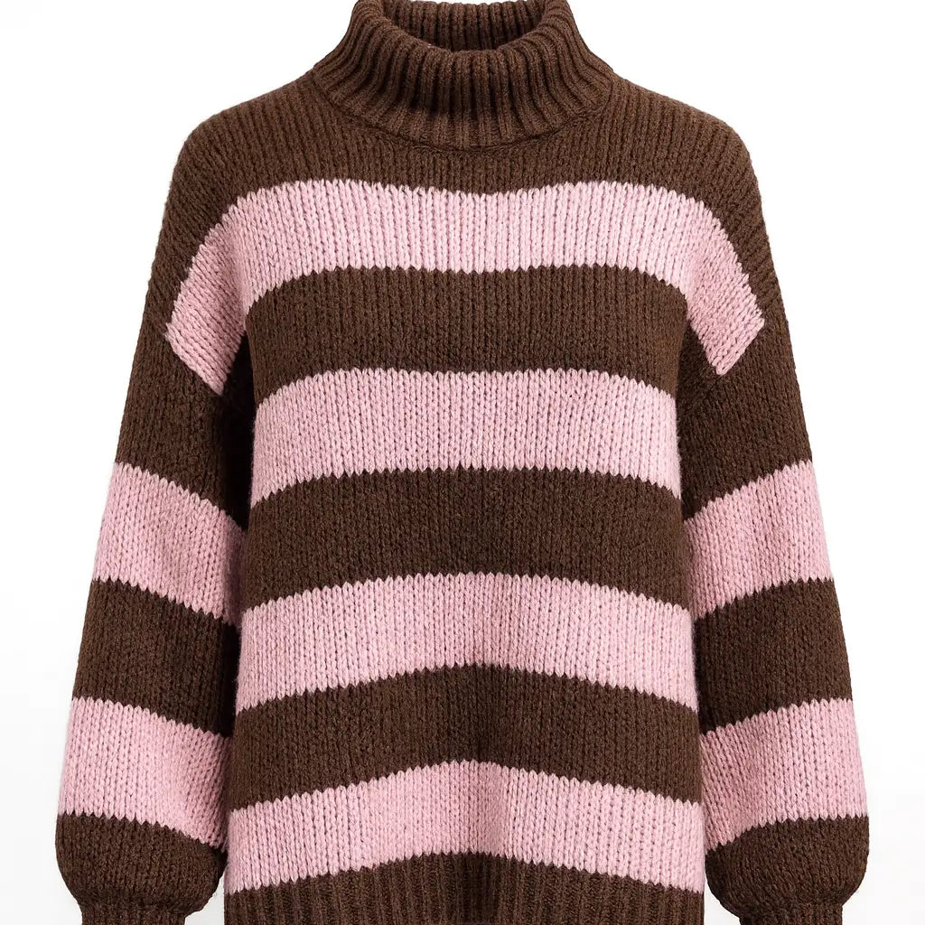 Maglione a Righe con Collo Alto Morbido IRONICA