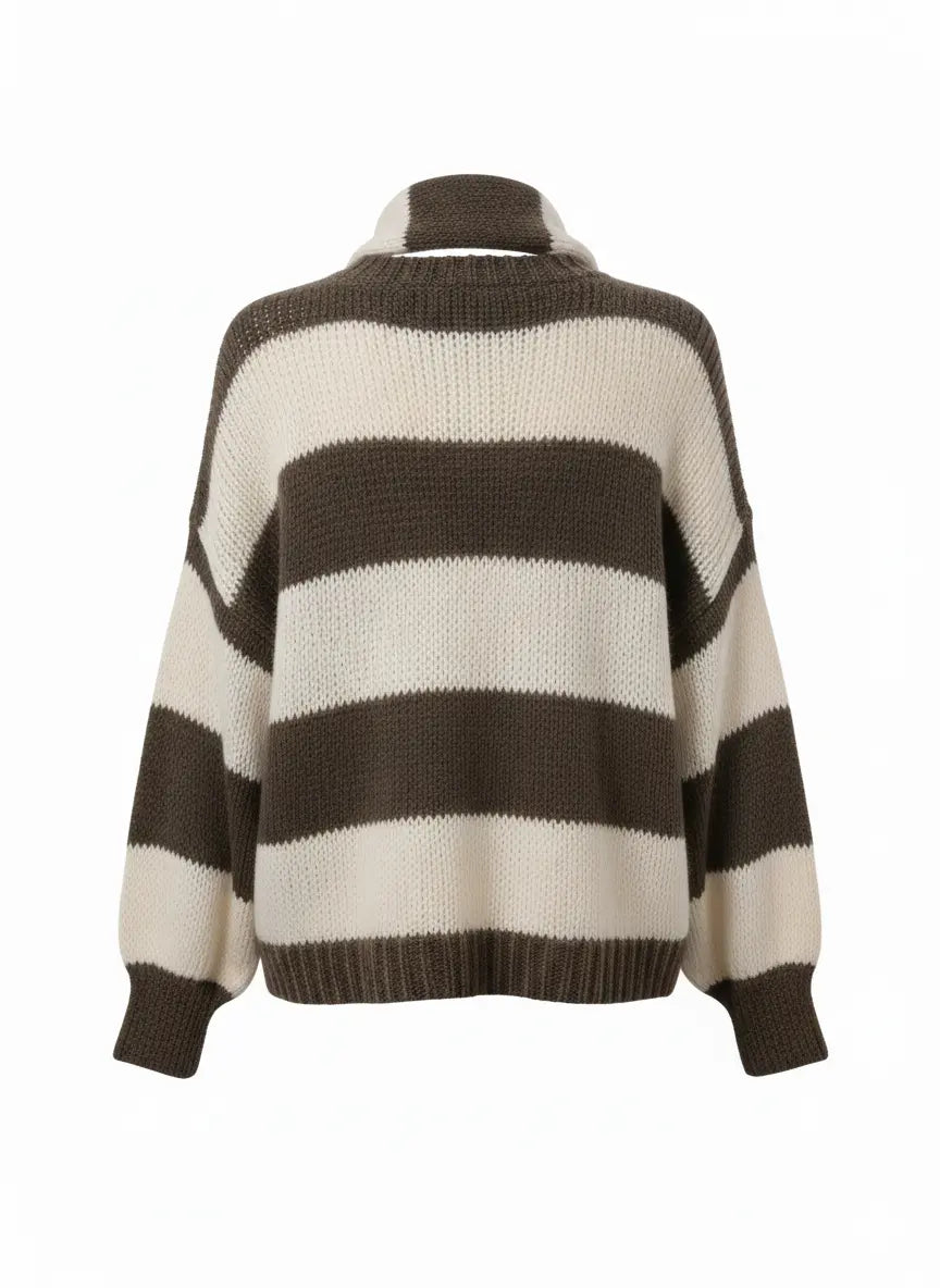 Maglione con scollo a V e sciarpa coordinata IRONICA