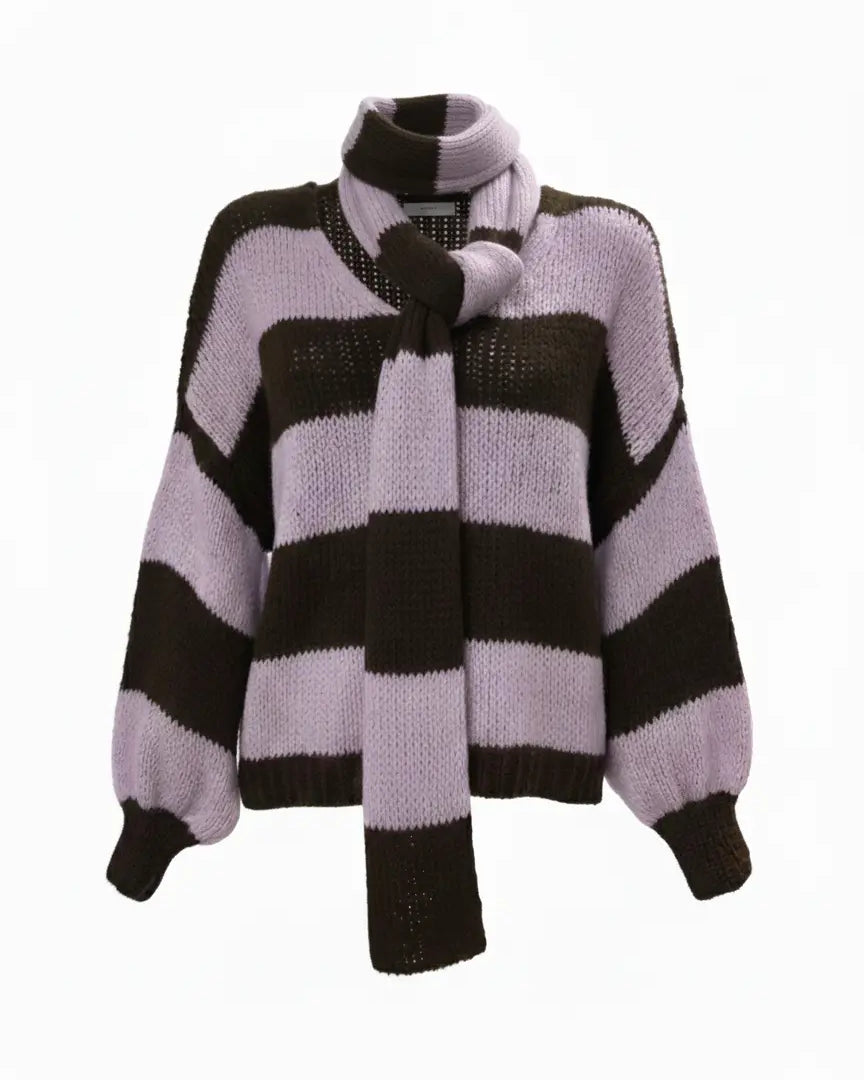 Maglione con scollo a V e sciarpa coordinata IRONICA