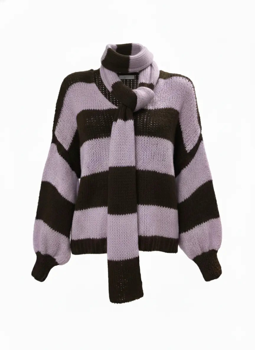 Maglione con scollo a V e sciarpa coordinata IRONICA