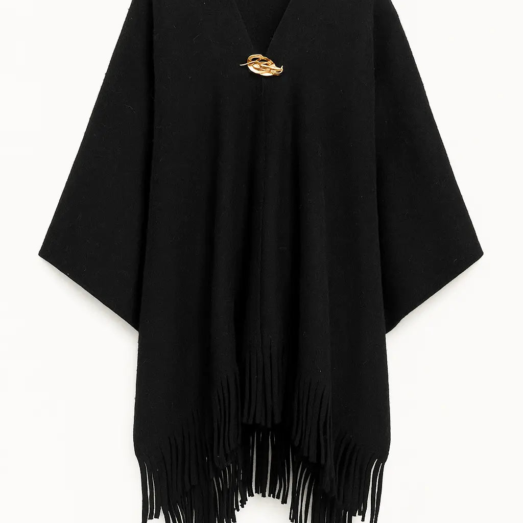 Mantella con dettaglio in oro e frange UNICA by Ironica