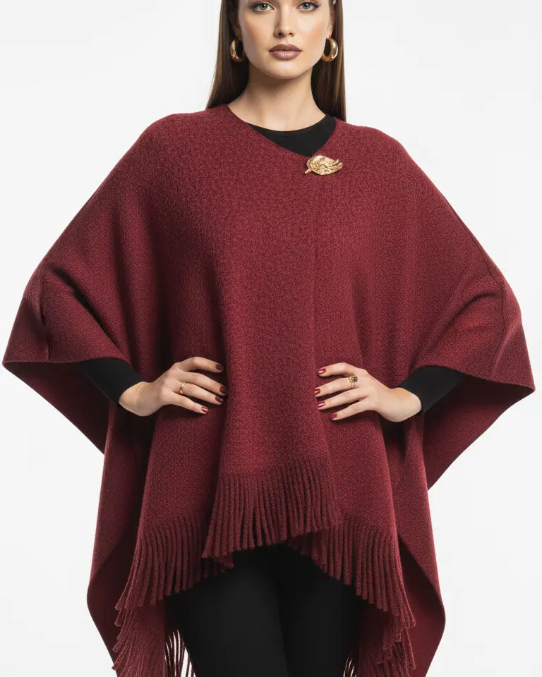 Mantella con dettaglio in oro e frange UNICA by Ironica