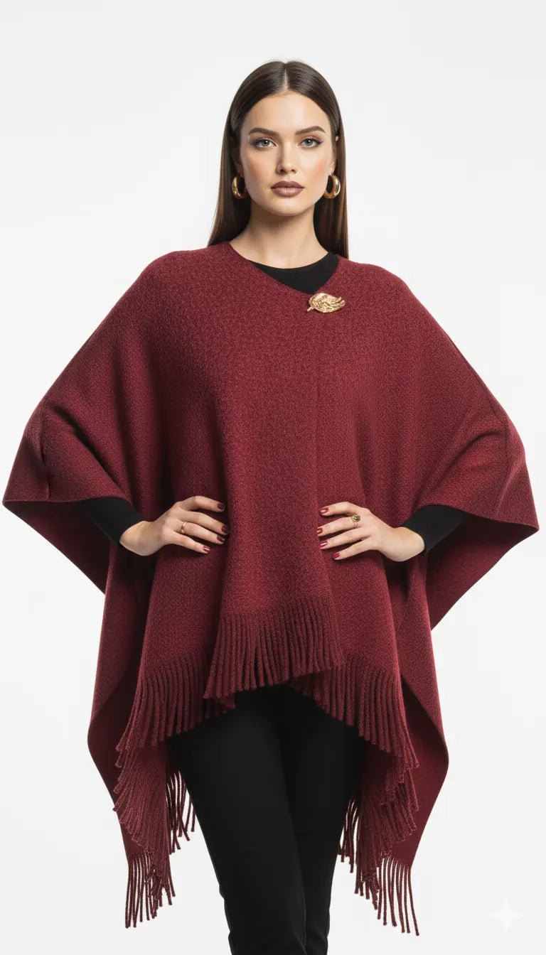 Mantella con dettaglio in oro e frange UNICA by Ironica