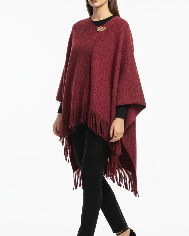 Mantella con dettaglio in oro e frange UNICA by Ironica